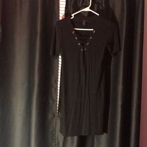 black forever 21 lace up mini dress